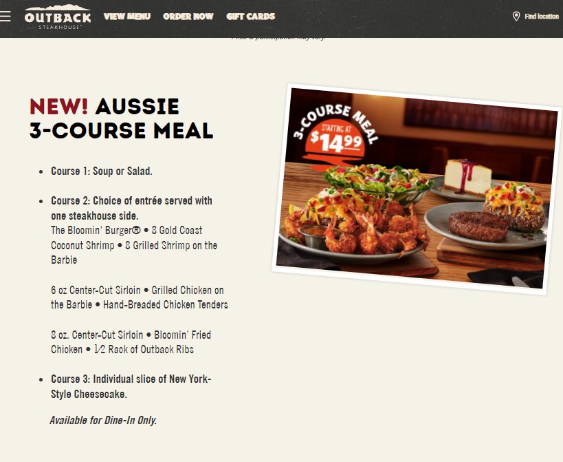 Outback Steakhouse Printable Coupon