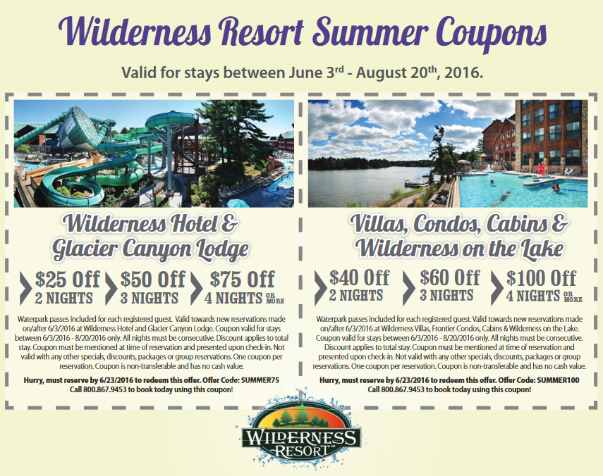 Wilderness Resort Printable Coupon